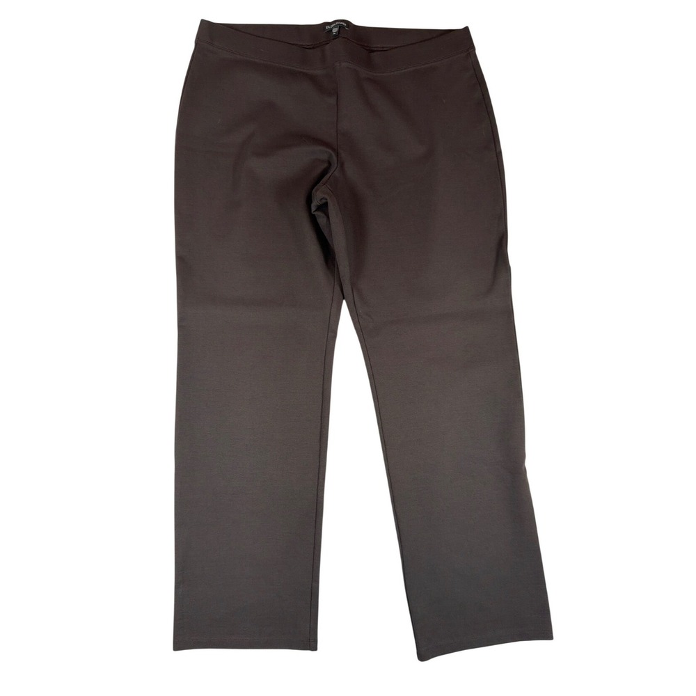 EUC Eileen Fisher Brown Ponte Straight Leg Pull On Pant XL Minimal Quiet Luxury